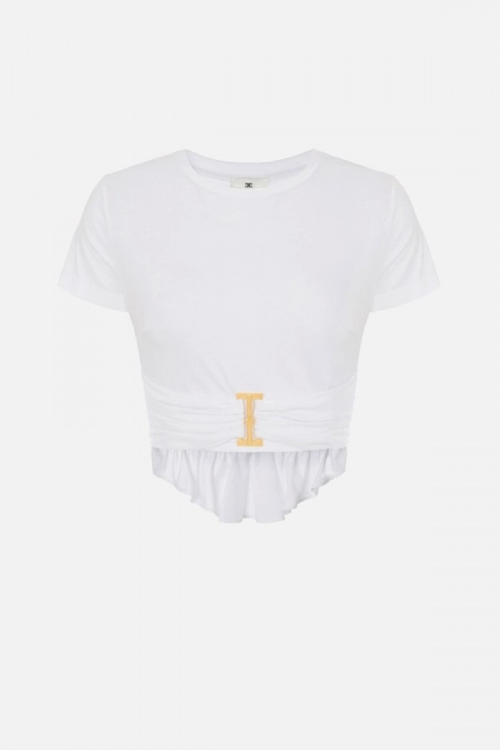 T SHIRT  IN JERSEY CON DETTAGLIO GIOIELLO ELISABETTA FRANCHI