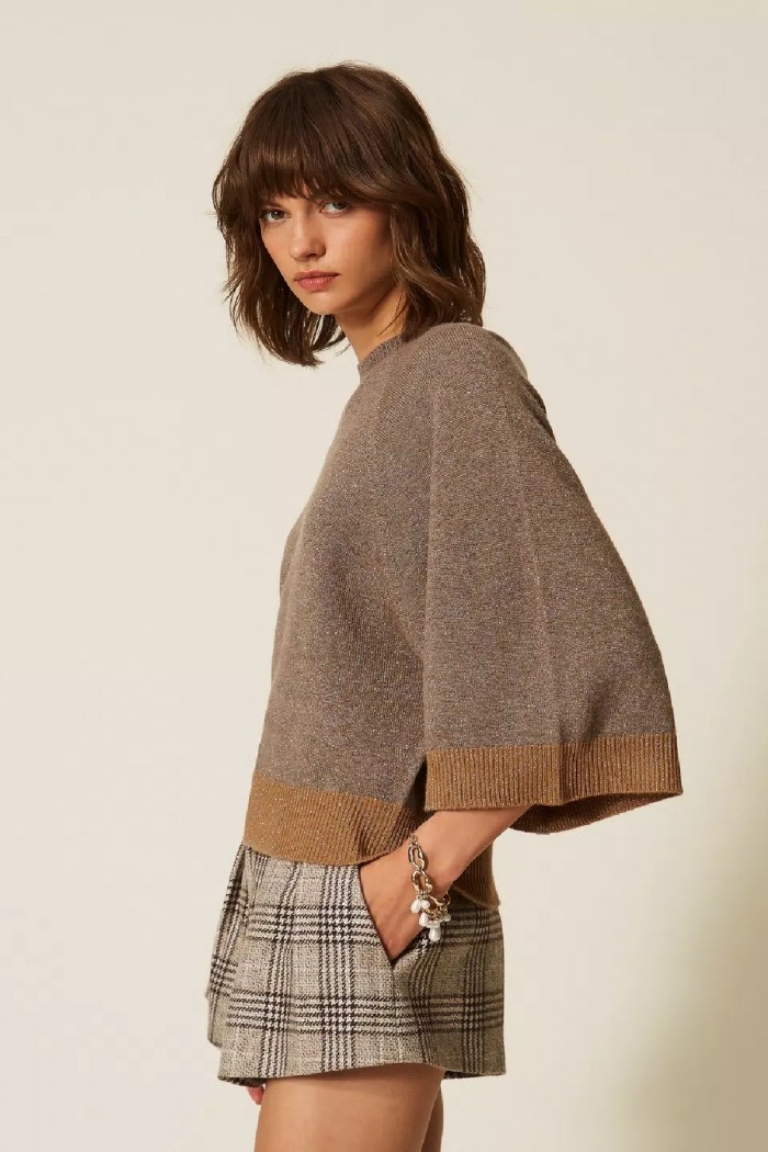 MAGLIA CROPPED IN LANA E CASHMERE LUREX TWINSET