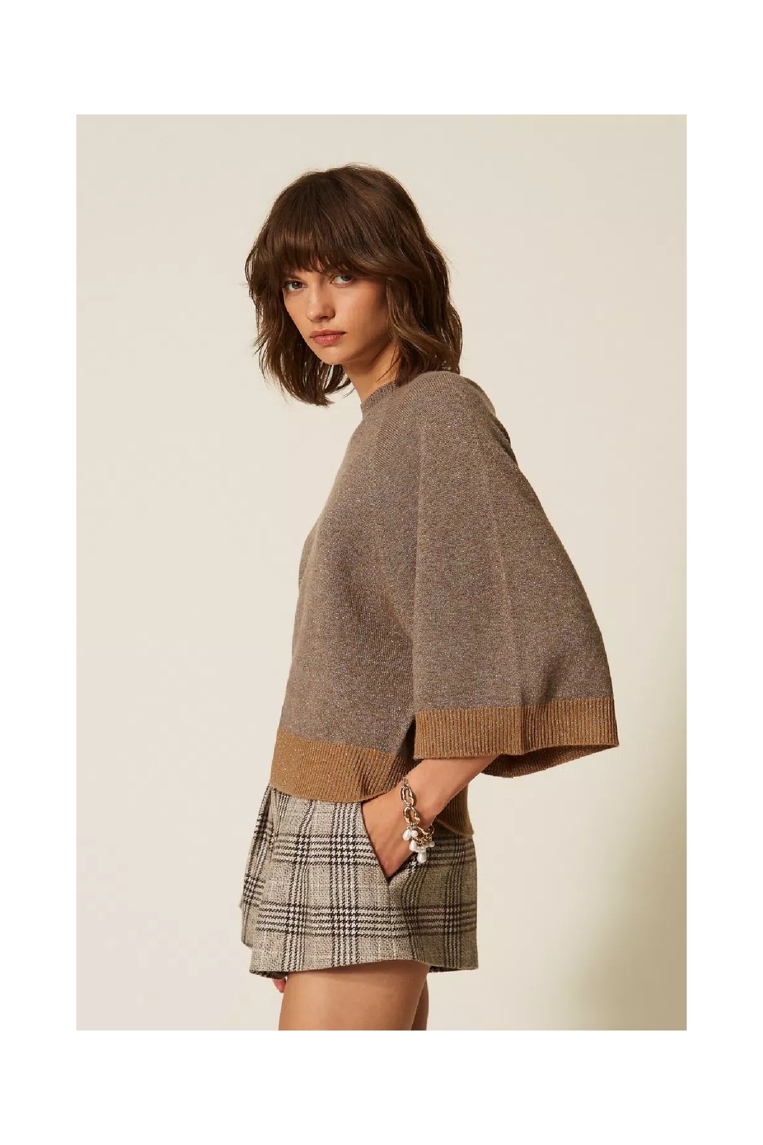 MAGLIA CROPPED IN LANA E CASHMERE LUREX TWINSET