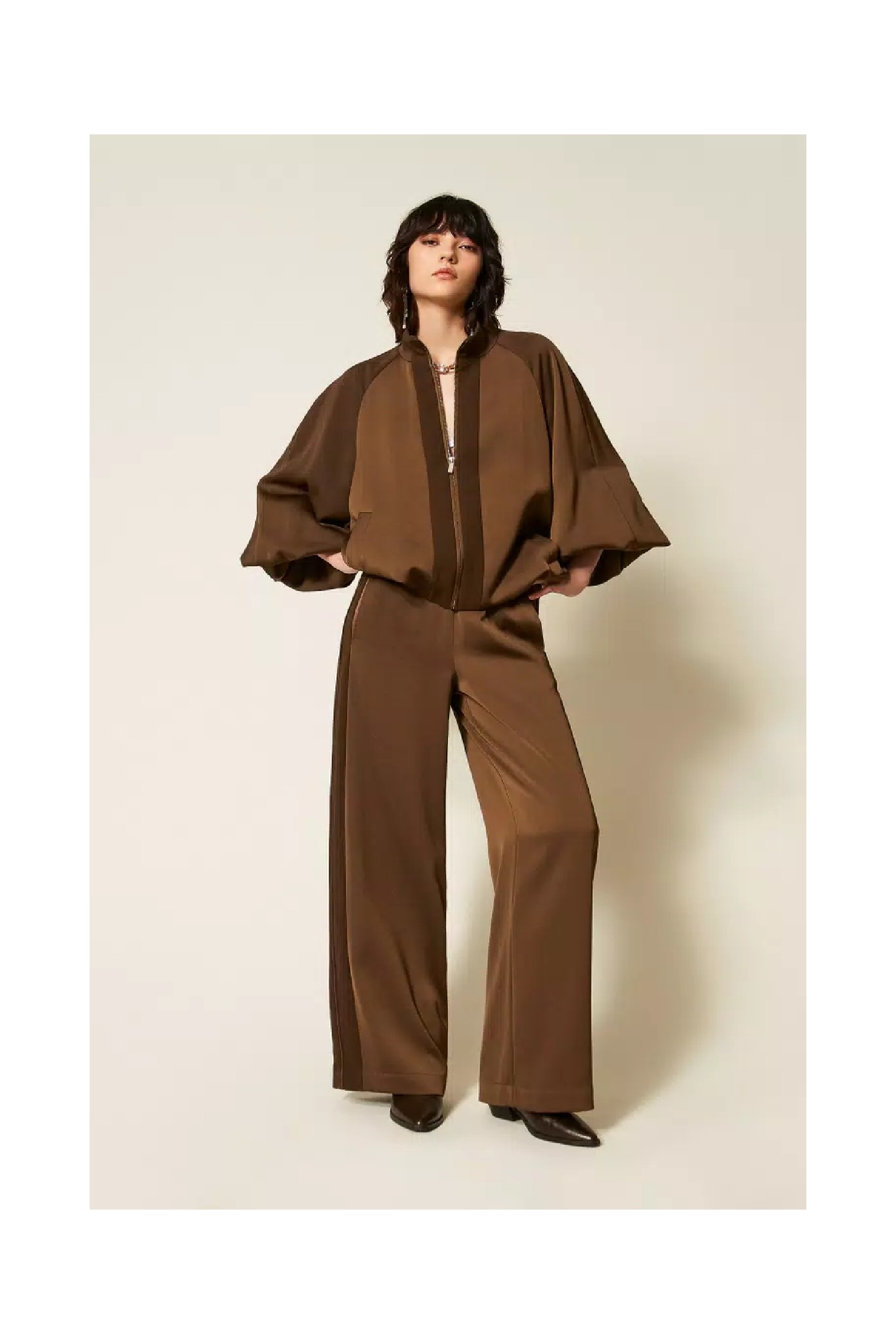 PANTALONI A  PALAZZO IN ENVERS SATIN TWINSET