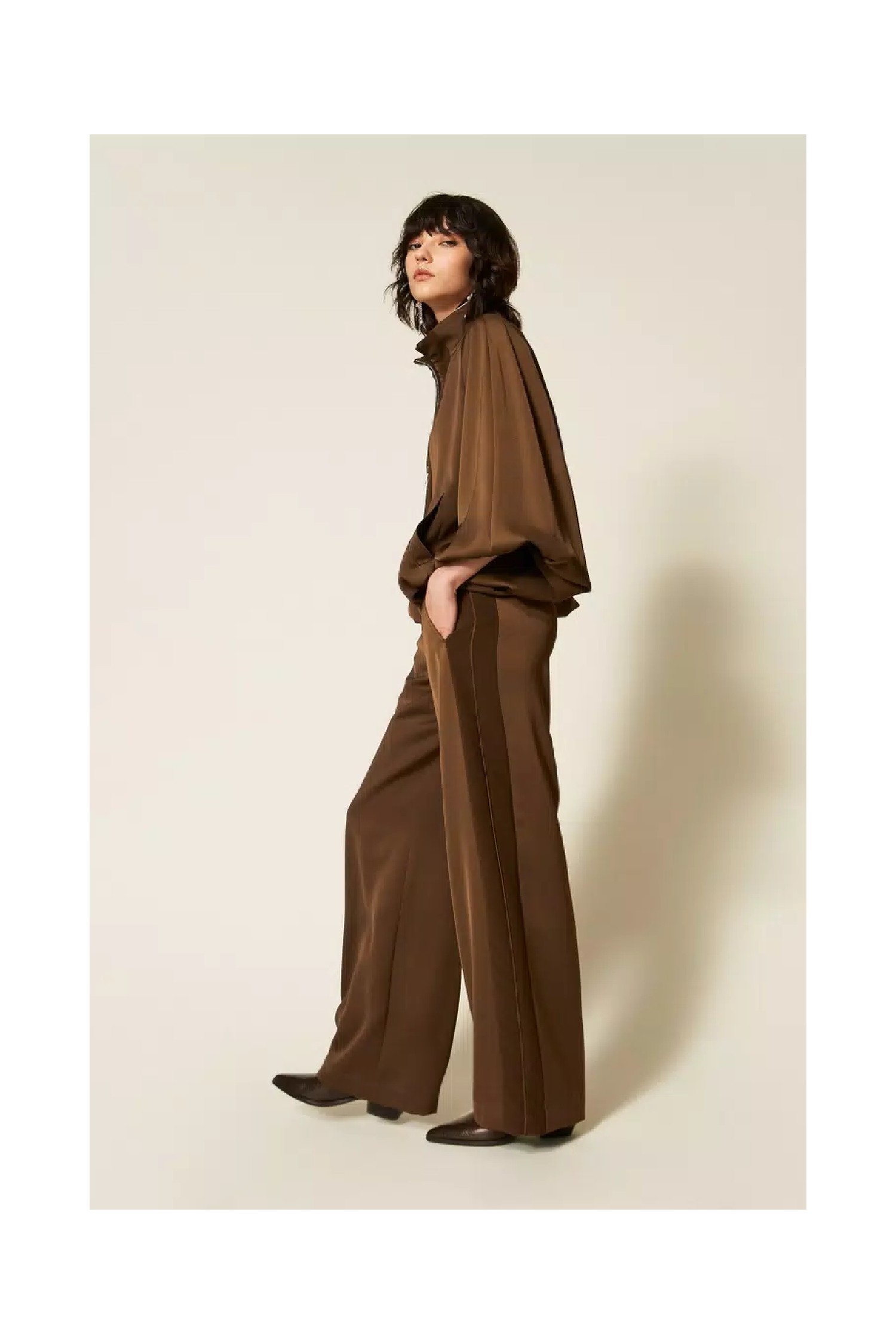 PANTALONI A  PALAZZO IN ENVERS SATIN TWINSET
