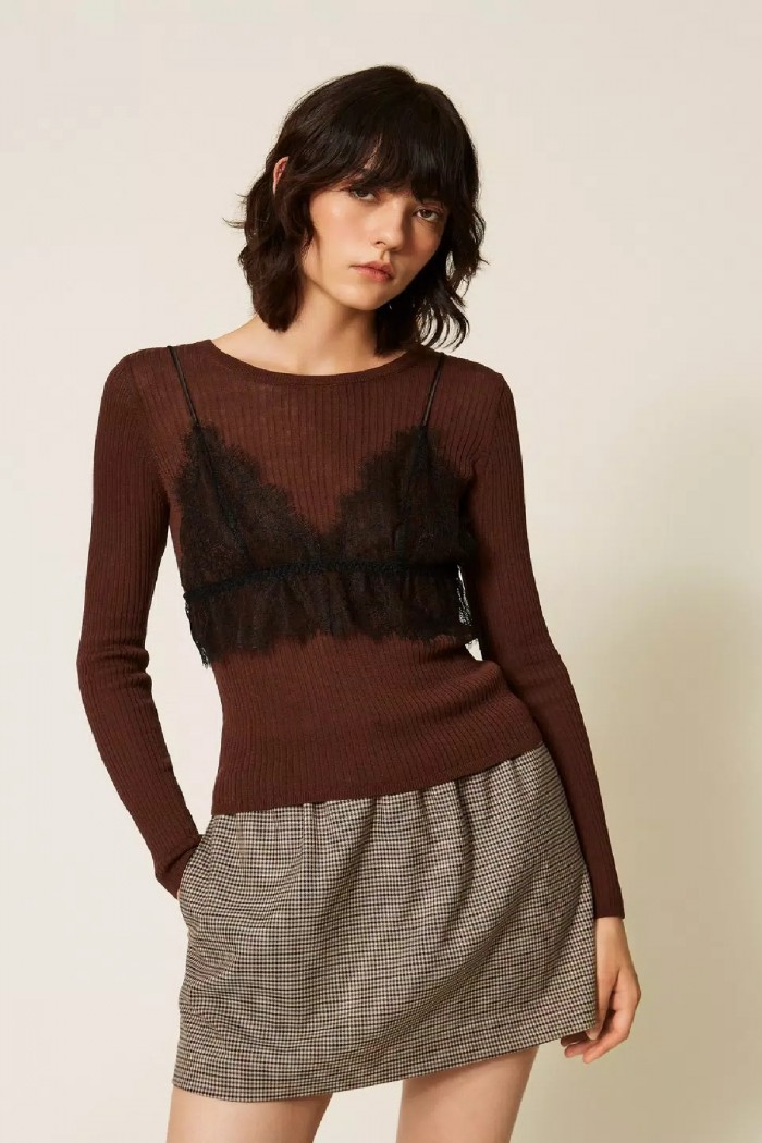 MAGLIA MISTO SETA CON TOP TWINSET