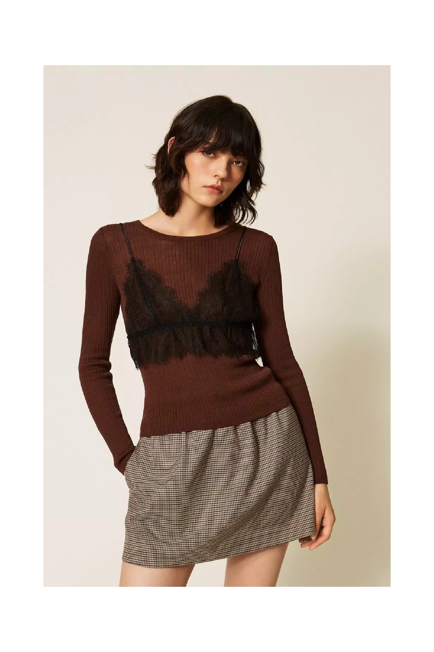 MAGLIA MISTO SETA CON TOP TWINSET
