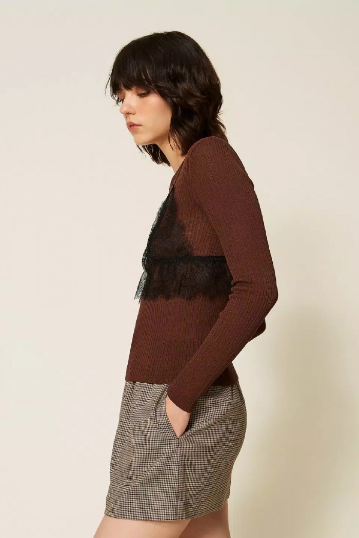 MAGLIA MISTO SETA CON TOP TWINSET