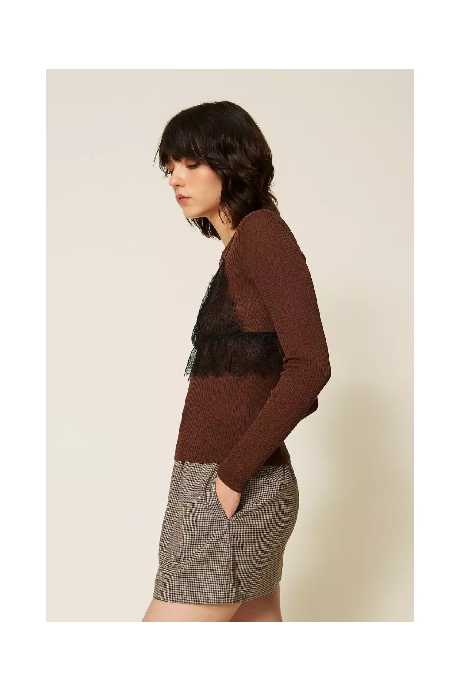 MAGLIA MISTO SETA CON TOP TWINSET