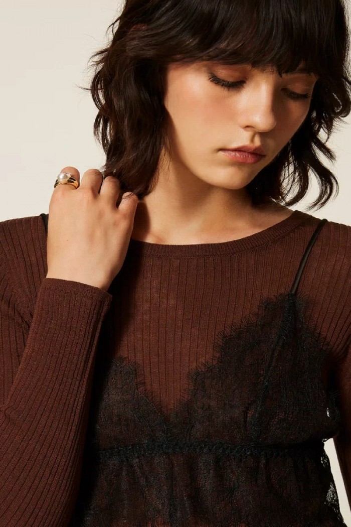 MAGLIA MISTO SETA CON TOP TWINSET