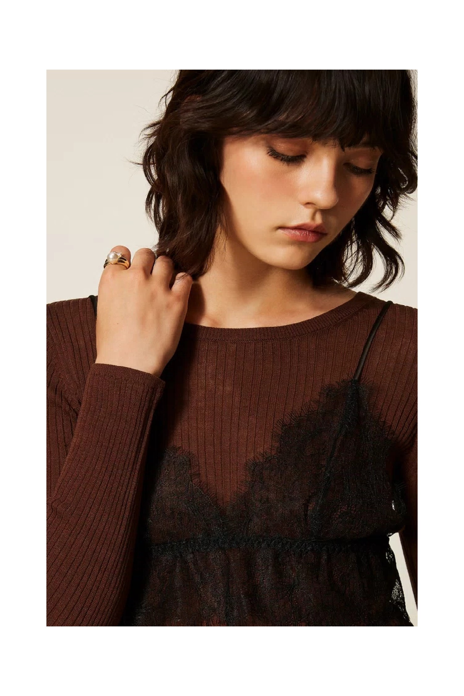 MAGLIA MISTO SETA CON TOP TWINSET