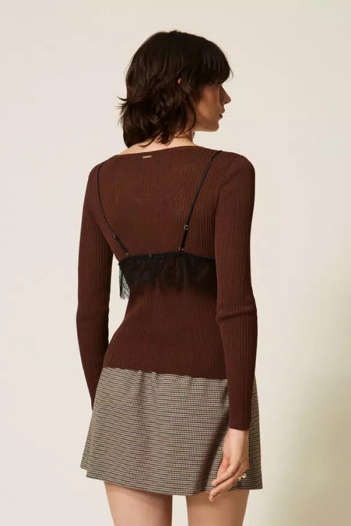 MAGLIA MISTO SETA CON TOP TWINSET