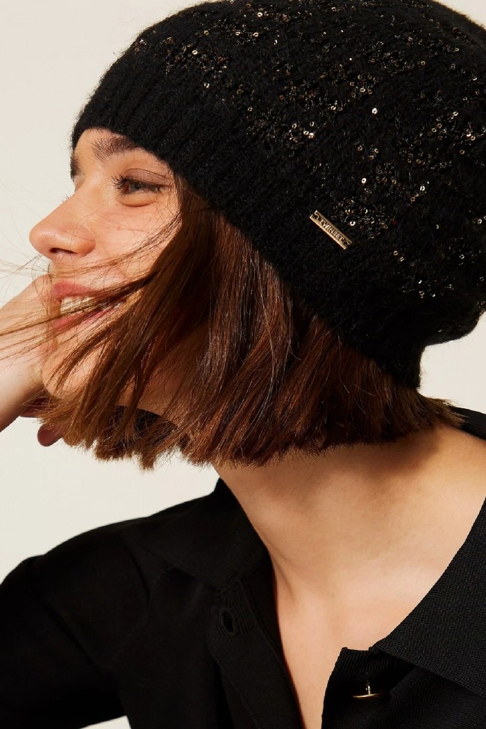 BERRETTO IN MAGLIA JACQUARD  PIED DE POULE TWINSET