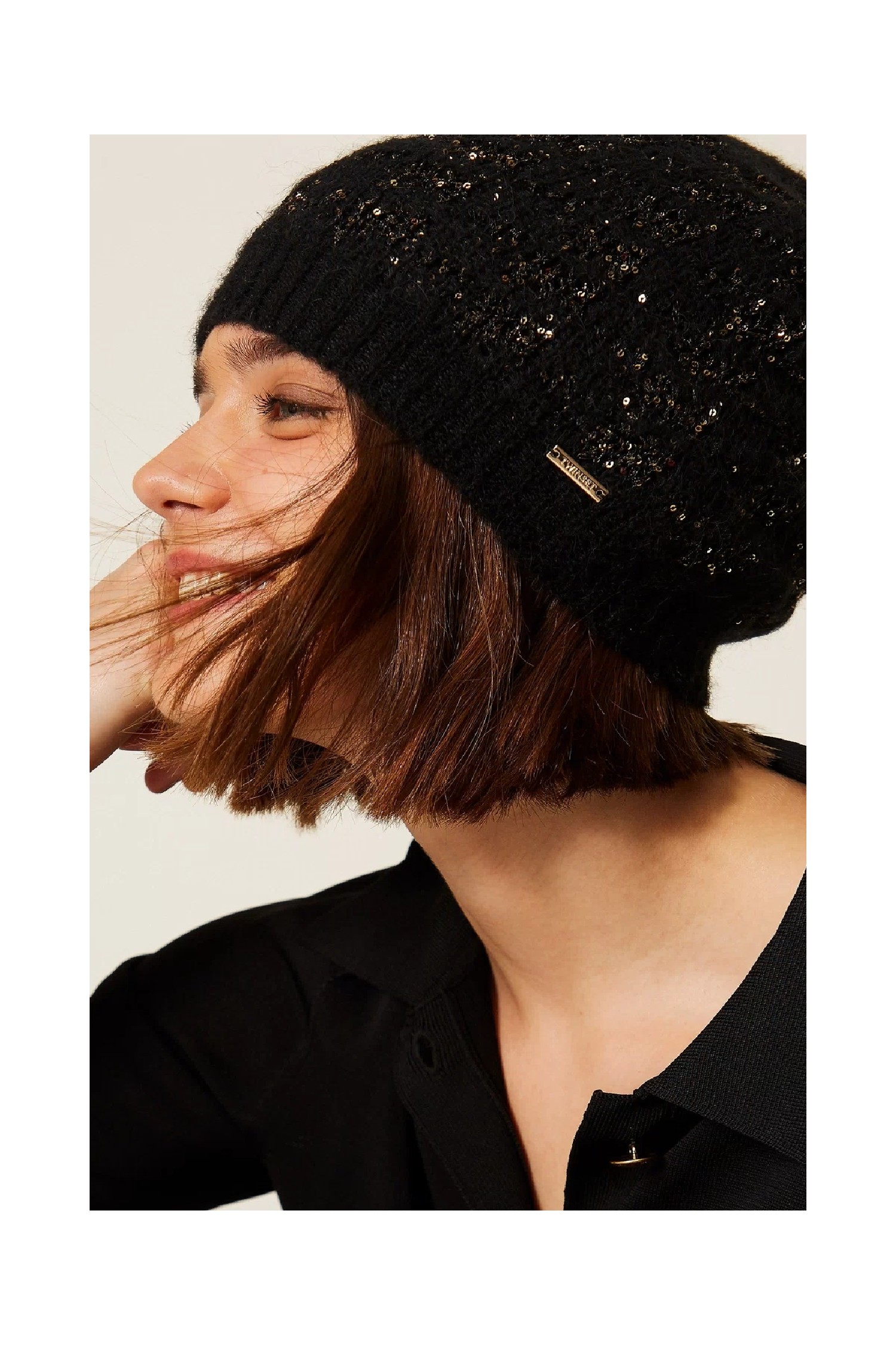 BERRETTO IN MAGLIA JACQUARD  PIED DE POULE TWINSET