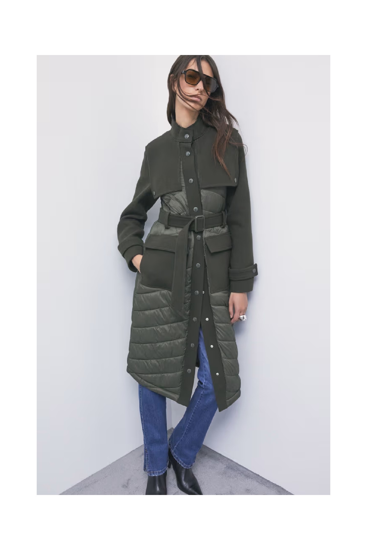 CAPPOTTO TRAPUNTATO IN NYLON CON DETTAGLI IN LANA PATRIZIA PEPE 