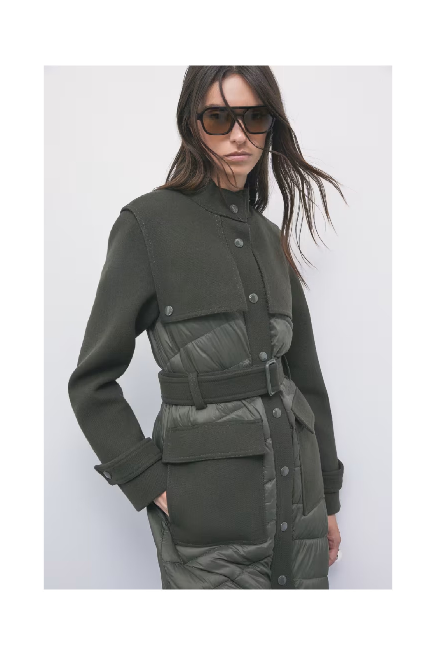 CAPPOTTO TRAPUNTATO IN NYLON CON DETTAGLI IN LANA PATRIZIA PEPE 