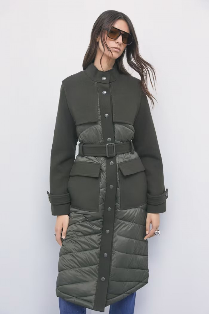 CAPPOTTO TRAPUNTATO IN NYLON CON DETTAGLI IN LANA PATRIZIA PEPE 