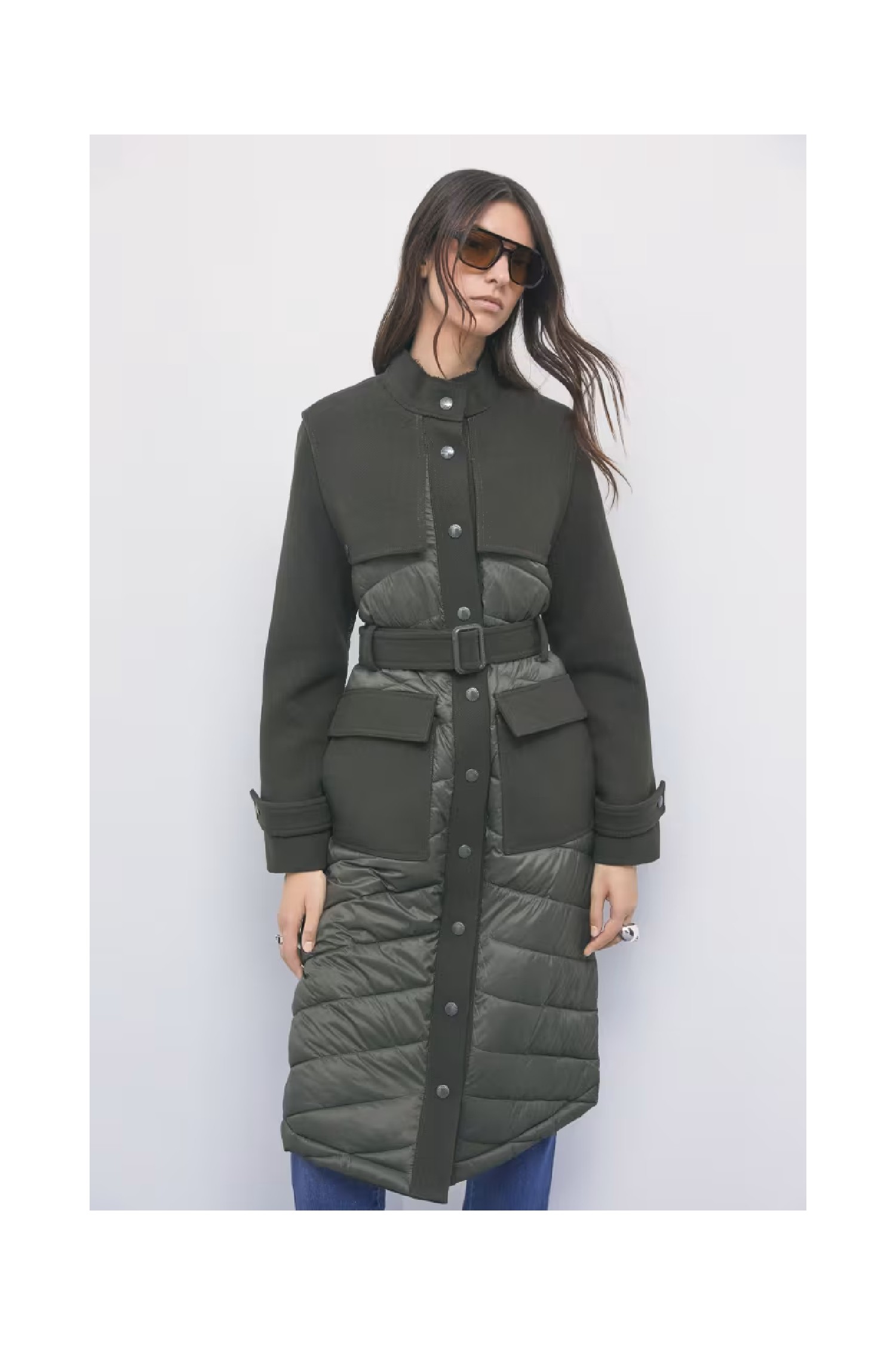CAPPOTTO TRAPUNTATO IN NYLON CON DETTAGLI IN LANA PATRIZIA PEPE 