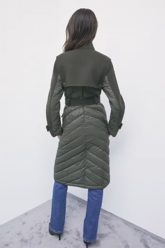 CAPPOTTO TRAPUNTATO IN NYLON CON DETTAGLI IN LANA PATRIZIA PEPE 