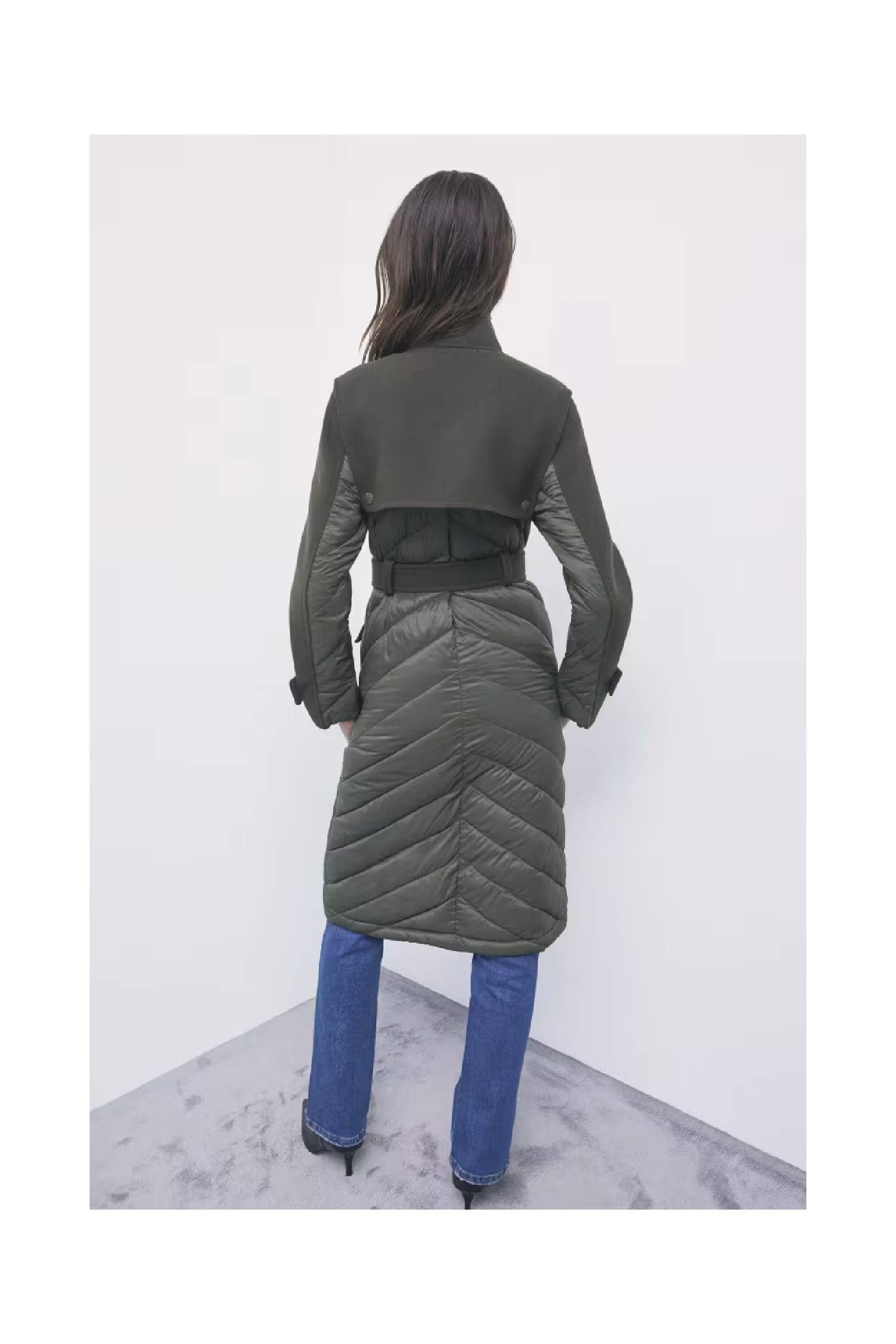 CAPPOTTO TRAPUNTATO IN NYLON CON DETTAGLI IN LANA PATRIZIA PEPE 