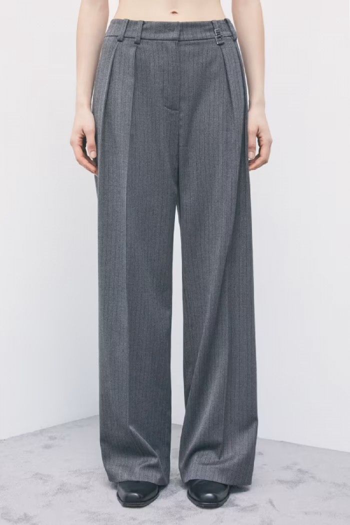 PANTALONI SARTORIALI WIDE LEG GESSATI PATRIZIA PEPE 