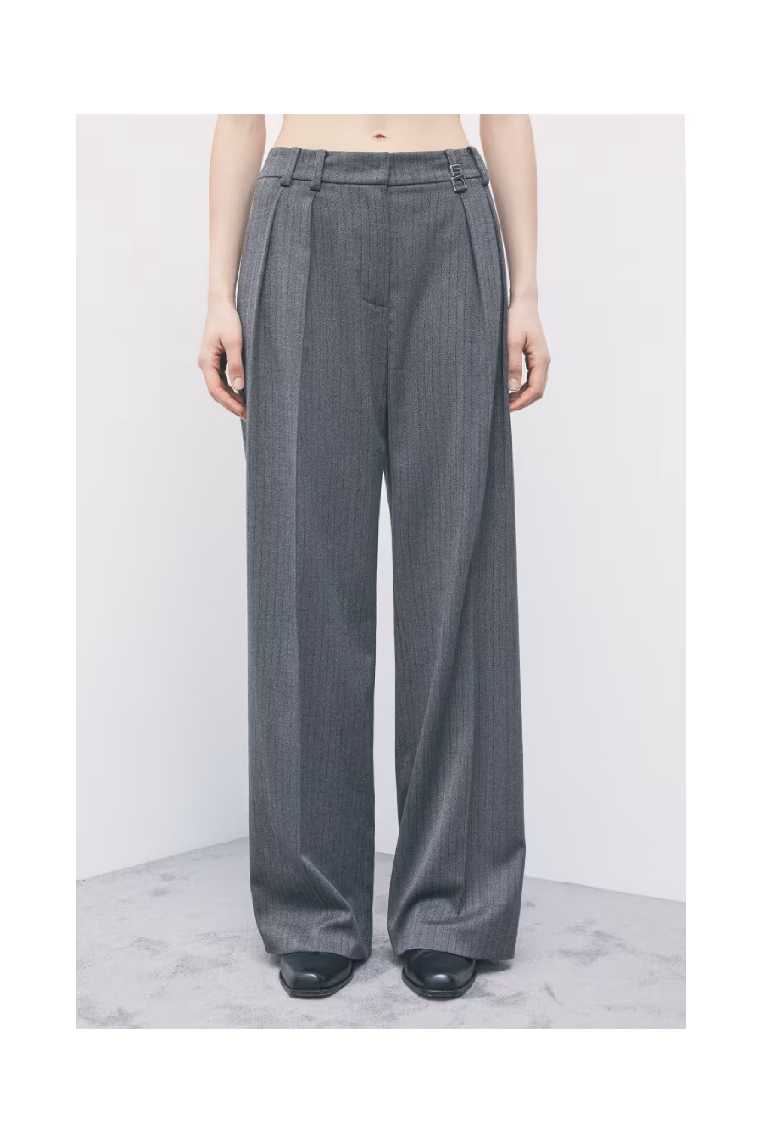 PANTALONI SARTORIALI WIDE LEG GESSATI PATRIZIA PEPE 