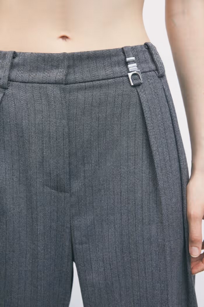 PANTALONI SARTORIALI WIDE LEG GESSATI PATRIZIA PEPE 