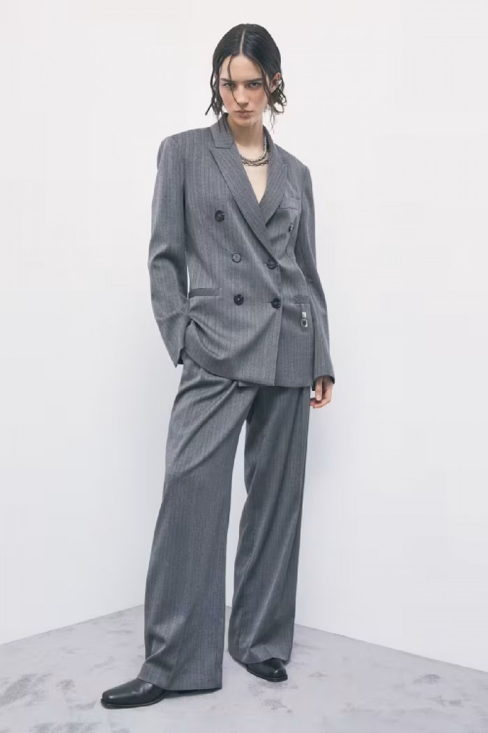 PANTALONI SARTORIALI WIDE LEG GESSATI PATRIZIA PEPE 