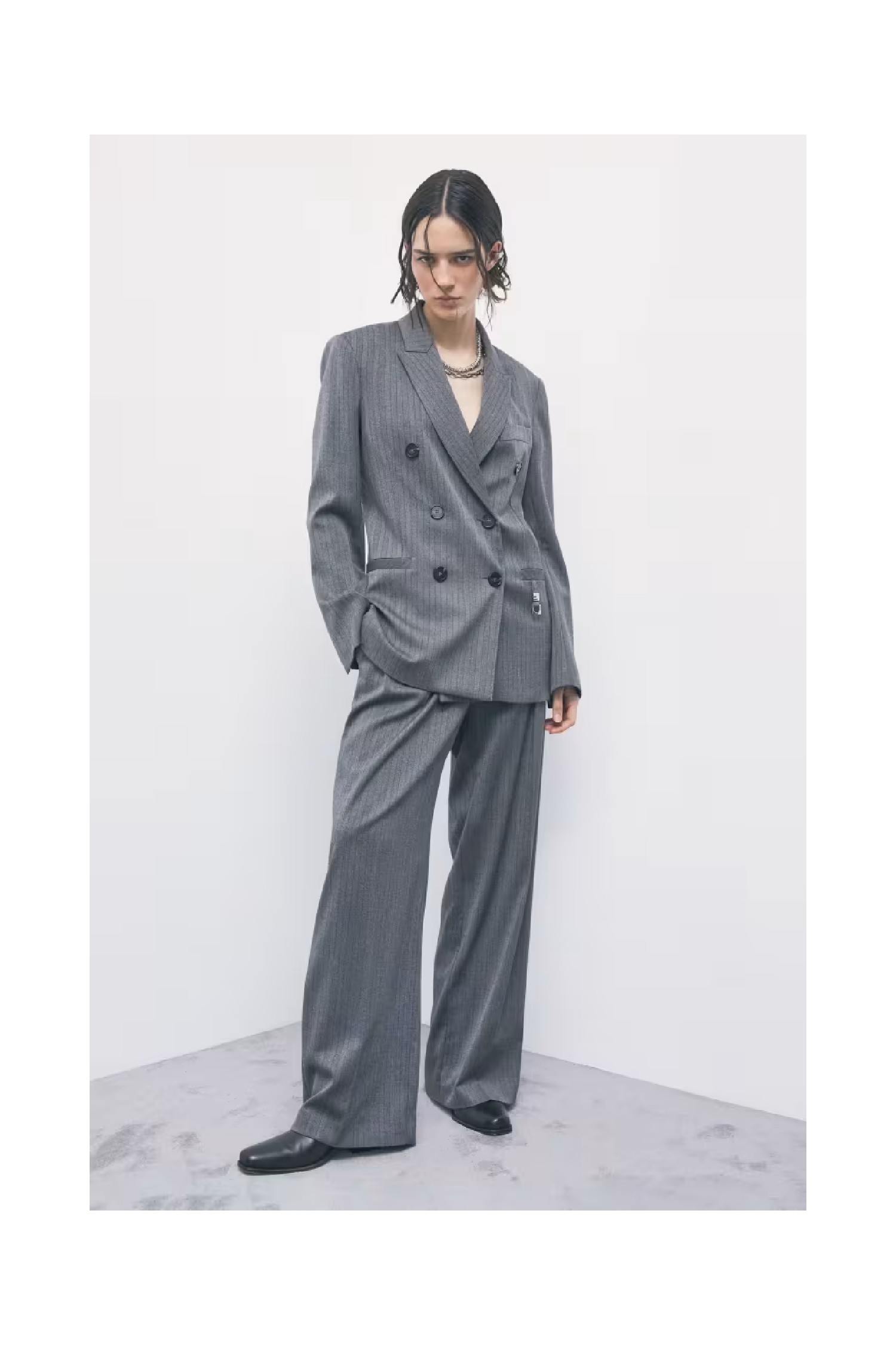 PANTALONI SARTORIALI WIDE LEG GESSATI PATRIZIA PEPE 