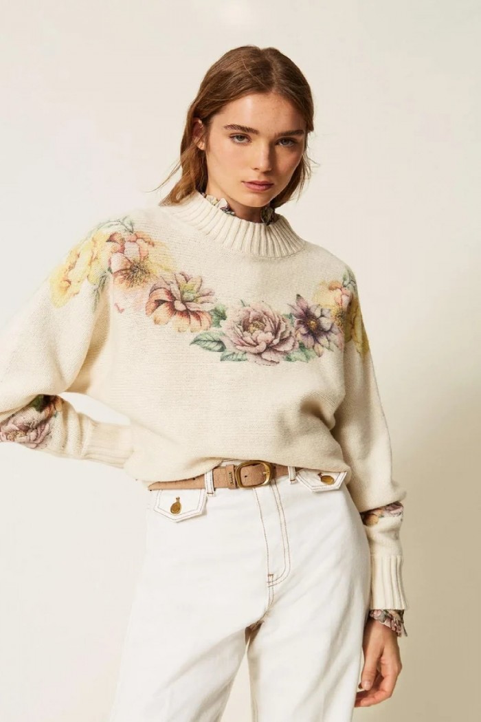 MAGLIA IN MISTO LANA CON STAMPA TWIN SET
