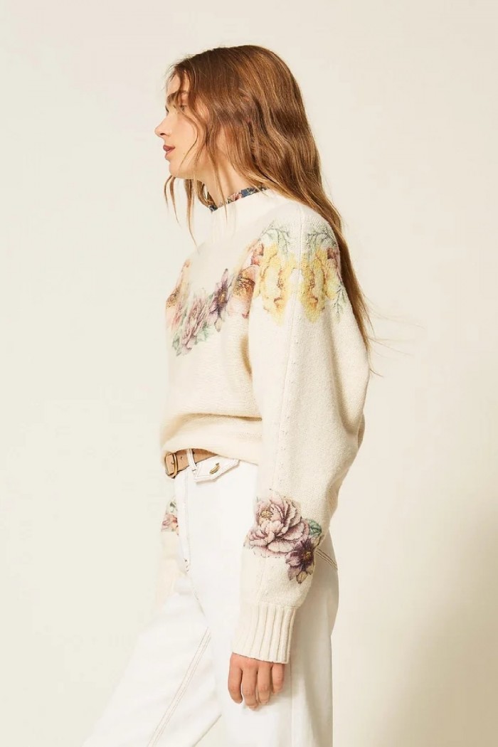 MAGLIA IN MISTO LANA CON STAMPA TWIN SET