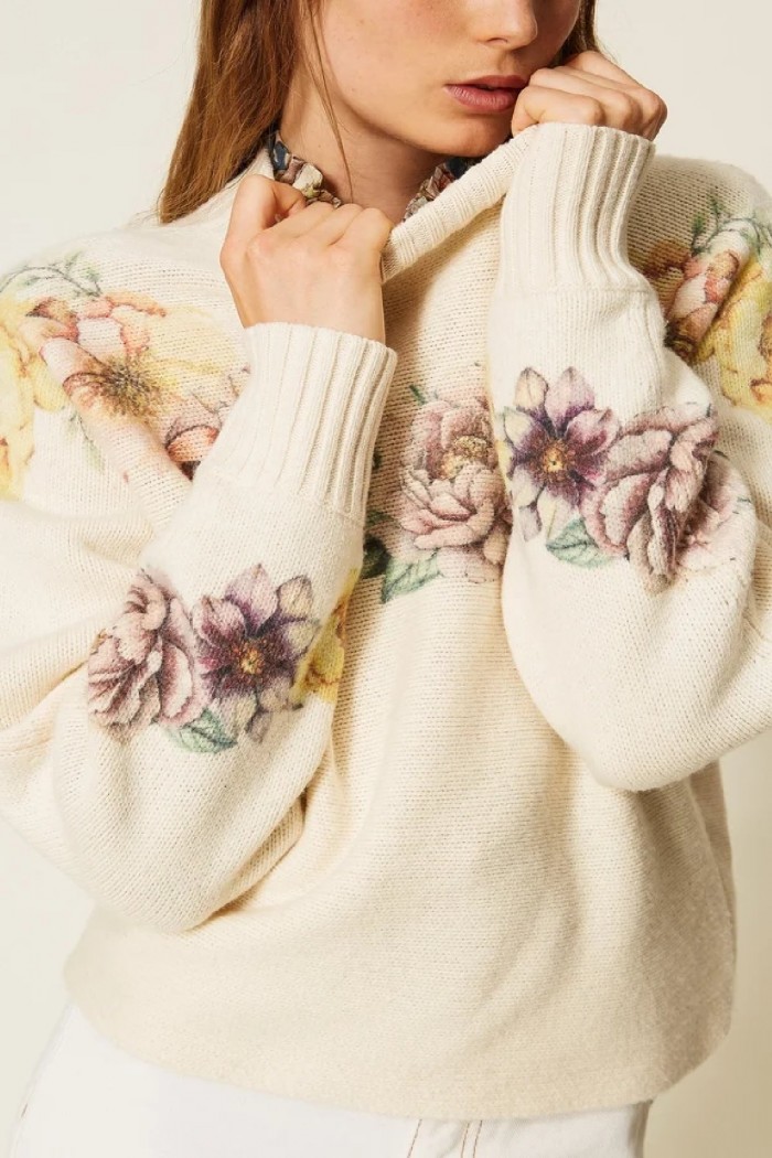 MAGLIA IN MISTO LANA CON STAMPA TWIN SET