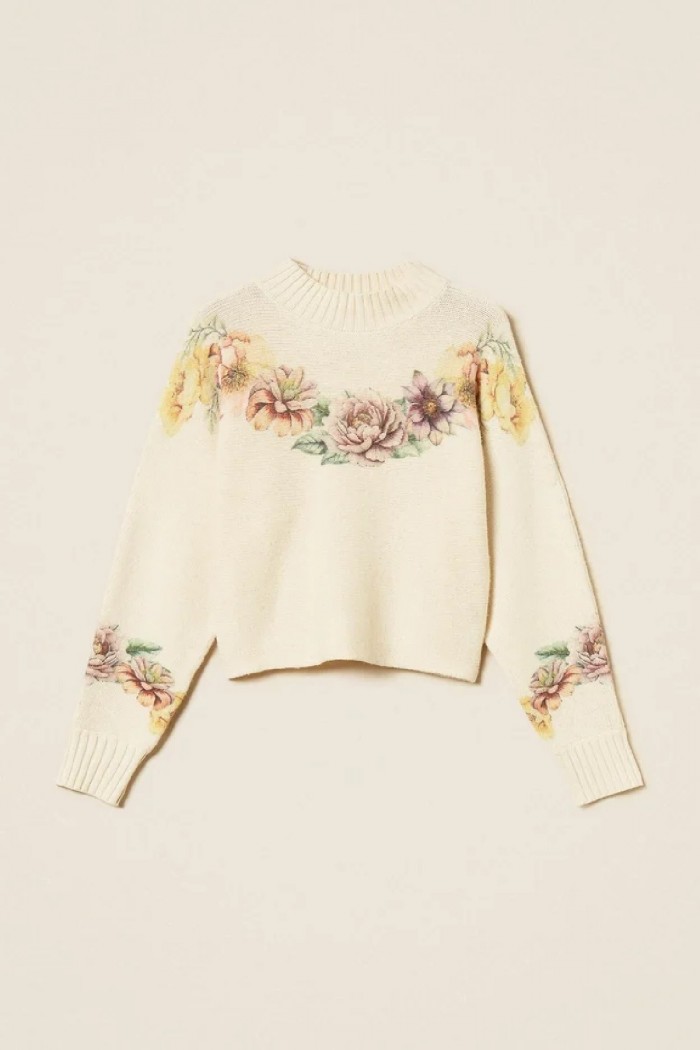 MAGLIA IN MISTO LANA CON STAMPA TWIN SET