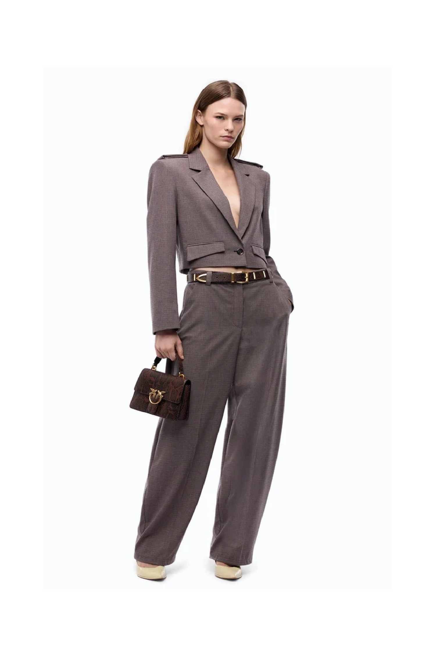 GIACCA CROPPED CON MOTIVO MICRO PIED DE POULE PINKO