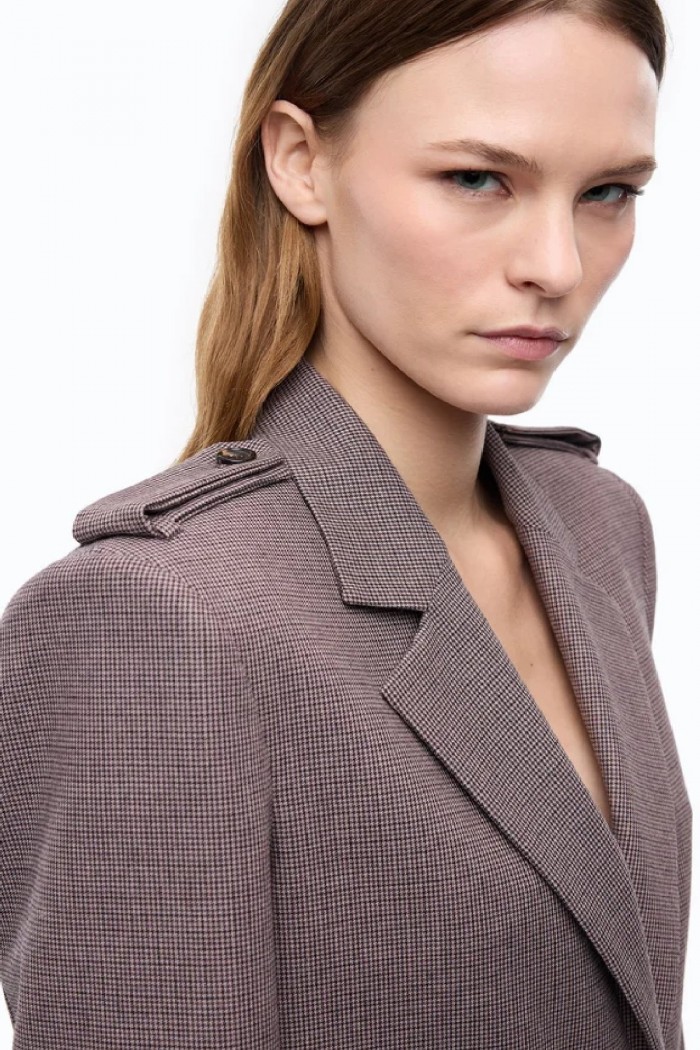 GIACCA CROPPED CON MOTIVO MICRO PIED DE POULE PINKO