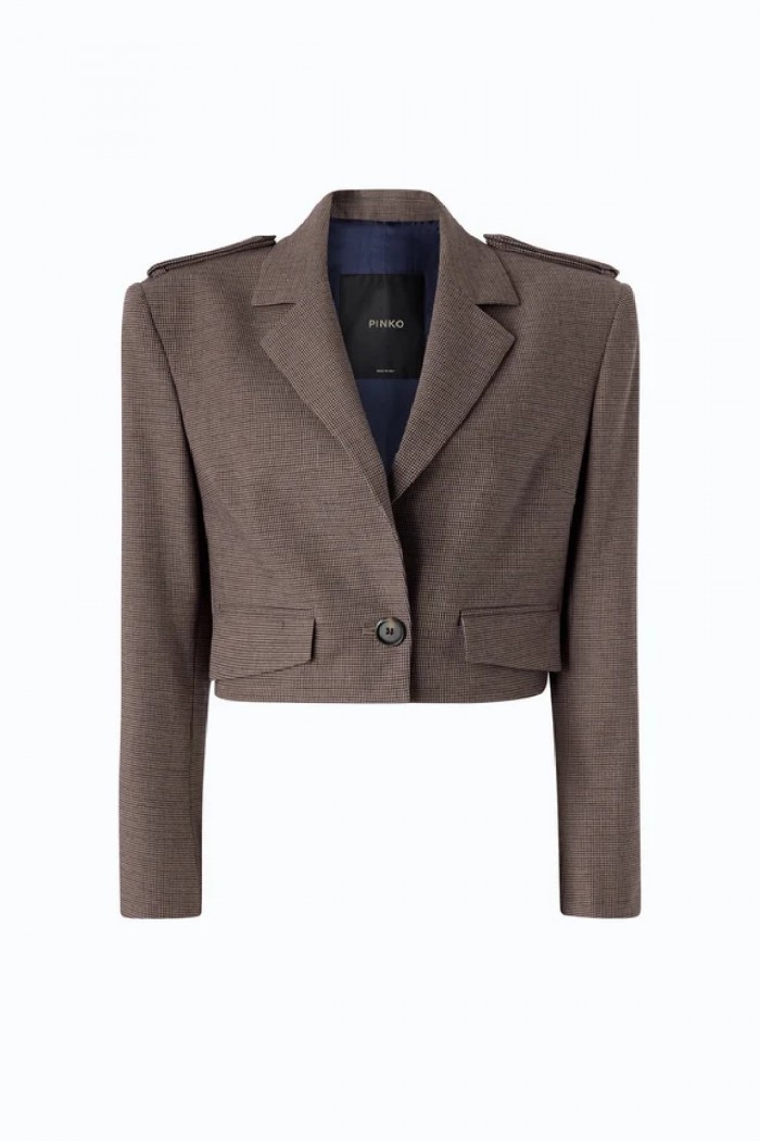 GIACCA CROPPED CON MOTIVO MICRO PIED DE POULE PINKO